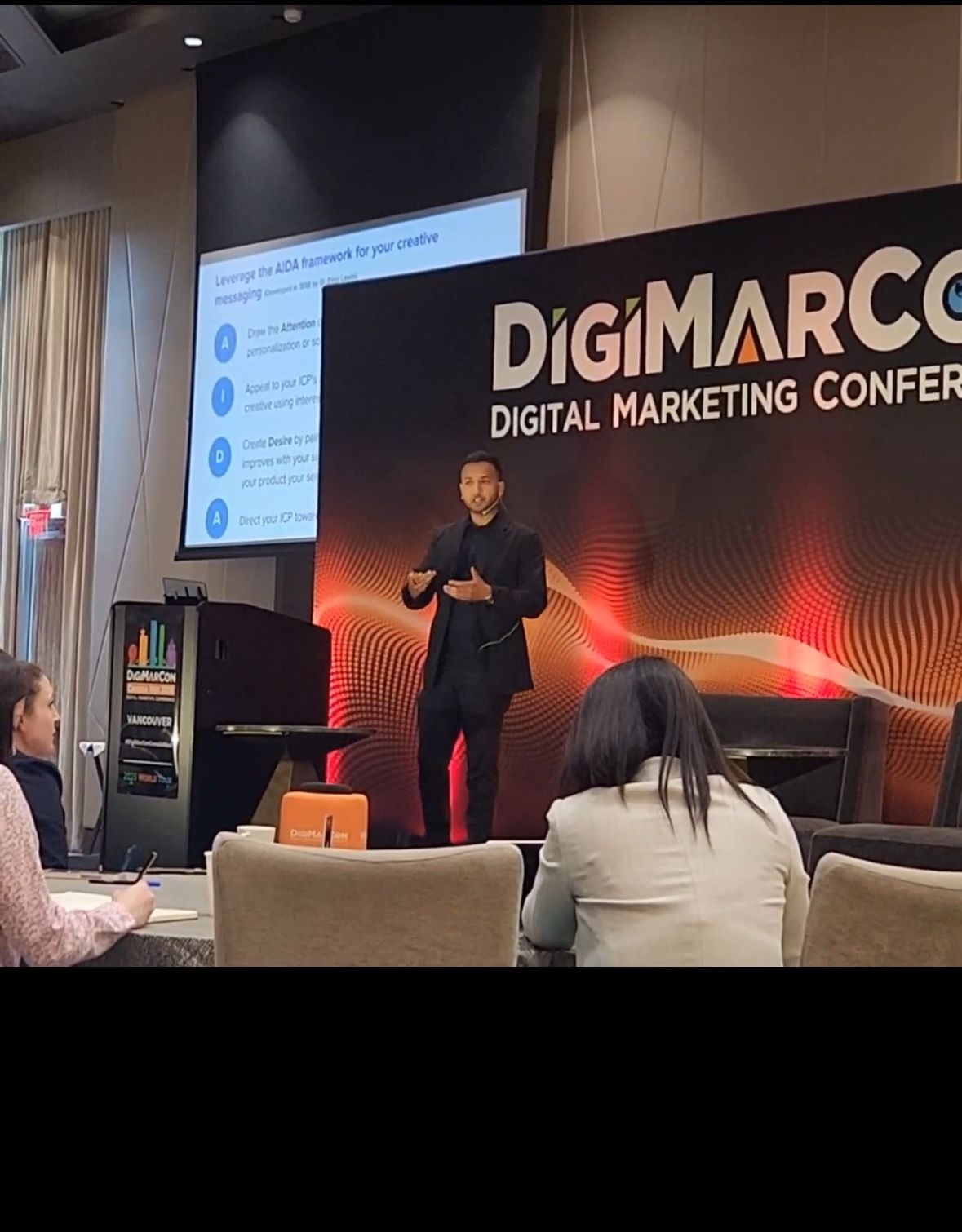 Kaushik Kumar presenting at the DigiMarCon digital marketing conference